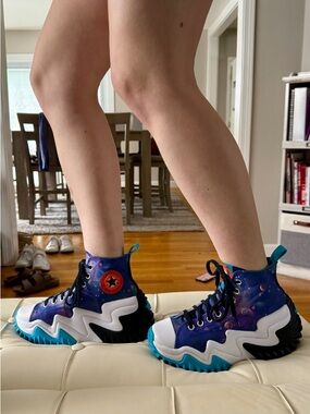 Converse Galaxy High-Top Sneakers in Purple & Teal